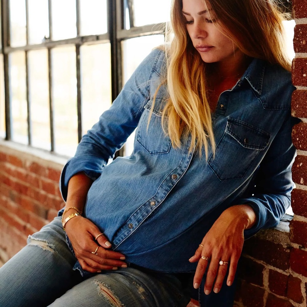 Hatch x Current Elliott Denim Button Up Maternity, size 1 / small